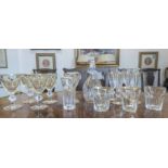 BACCARAT GLASSES, a part suite comprising five large wine, four champagne, three tumblers,