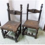 WEST AFRICAN FERTILITY CHAIRS, a pair, all-over carved figures and masks,