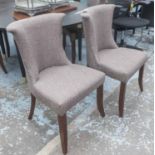 JAMESON SEATING STATESMAN DINING CHAIRS, a set of six, contemporary, in mottled grey fabric.