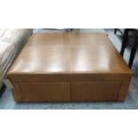 OTTOMAN, brown upholstery, 120cm x 120cm, x 41cm H.