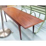 1960'S LOW TABLE, in Danish teak on rounded supports, 159cm x 45cm x 48cm H.