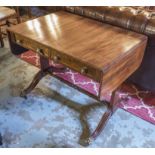 SOFA TABLE, Regency mahogany, with drop flap top above two real and two opposing dummy drawers,