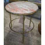 OCCASIONAL TABLE, Regency style, circular, veined marble top on gilt metal faux bamboo frame,