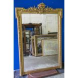 OVERMANTEL, 19th century French, giltwood and gesso with eared egg and dart border and scroll crest,