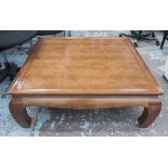 LOW TABLE, Chinese style elm with square top, 40cm H x 107cm W.