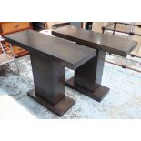 CONSOLE TABLES, a pair, each 100cm W x 36cm D x 82cm H.