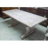 REFECTORY TABLE, Swedish, white painted with rectangular top, on shaped and stretchered supports,