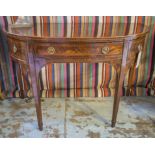 BOWFRONT SIDEBOARD, George III period, flame mahogany and boxwood lined,