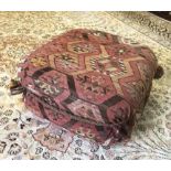 KILIM FOOTSTOOL, vintage anatolian kilim upholstered, approx 60cm W x 60cm D x 30cm H.