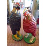 TWO LARGE CHICKENS, West African, carved and painted wood, 112cm H x 102cm H.