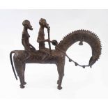 LOBI BRONZE SCULPTURE OF TWO WARRIORS ON HORSEBACK, Burkina Faso, 45cm x 35cm H max.