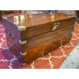 TRUNK, 19th century, camphorwood and brass bound, with rising lid and carrying handles,