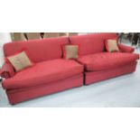 GEORGE SMITH SOFA, in dedar fabric, of large proportions on bun supports, 306cm L,