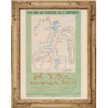 PABLO PICASSO 'Au service de l'enfance' original lithographic poster, printed by Mourlot 1960,