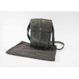 BOTTEGA VENETA CROSSBODY MEN BAG, black leather with back pocket,