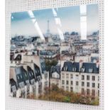 21ST CENTURY PICTURE rooftops of Paris, on acrylic, 80cm x 80cm.