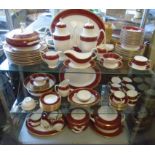 COALPORT 'ATHLONE MARONE' DINNER SERVICE, twelve place setting, including coffee pots,