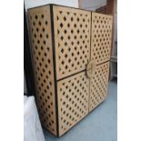 FORNASETTI STYLE CABINET, lacquered 'bamboo' pattern with 'pomegranate' handles,