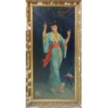 20TH CENTURY SCHOOL 'The Japanese robe', oil on canvas, 110cm x 49cm, framed.