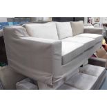 INDIA MAHDAVI SOFAS, a pair, in grey/ivory upholstery, 250cm W.