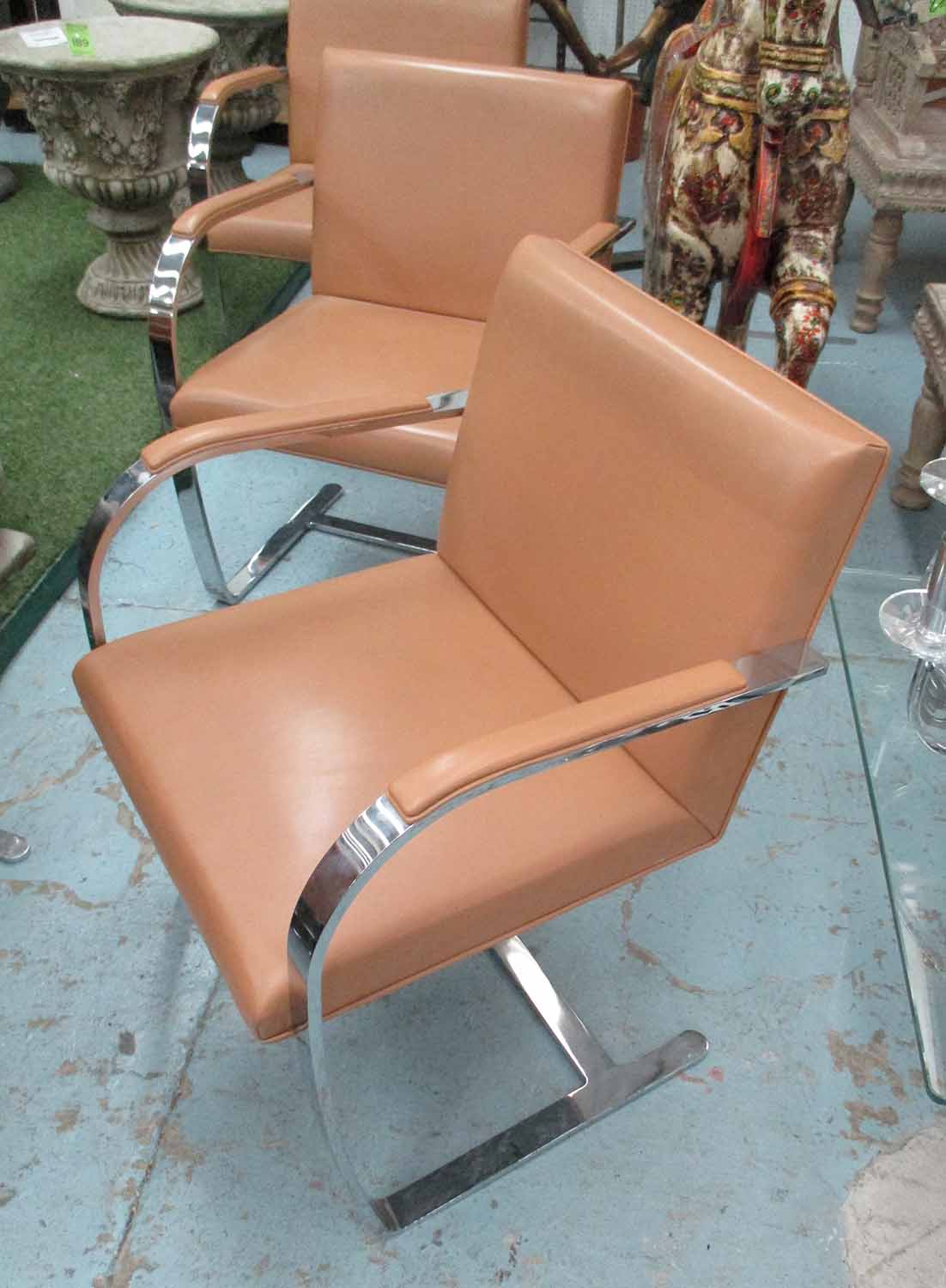 KNOLL BRNO ARMCHAIRS, by Ludwig Mies van der Rohe, a set of eight,