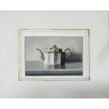 SARAH CHALMERS (British b.1957) 'Teapot', oil on board, 13cm x 18cm, framed.