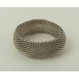 TIFFANY & CO SILVER MESH BRACELET, weight 4ozt, approz 7.5cm diam.