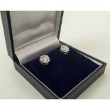 PAIR OF 18K WHITE GOLD SCREW BACK DIAMOND SET STUD EARRINGS, total diamond weight approx 2.17ct.