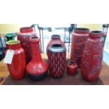 GERMAN ART POTTERY VASES, 20th century, in various forms by various artists, including Scheurich,