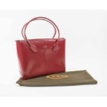 TOD'S D-BAG, after Princess Diana, cherry red leather with two top handles and top zip closure,