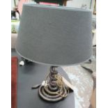 TABLE LAMP, of serpent form, in wrought iron, with shade, 54cm H.