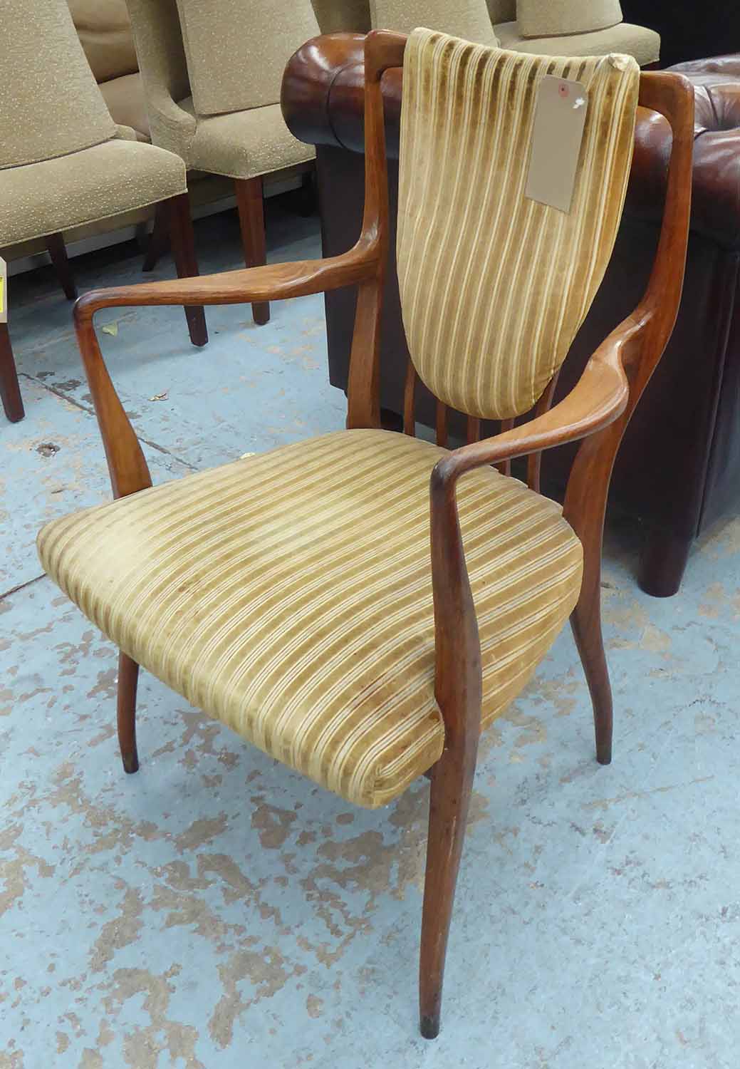 A. J. MILNE CHAIR, made for Heals, 1947 design, in Rosewood (with faults - ripped upholstery).