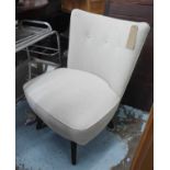 COCKTAIL CHAIR, mid 20th century pale upholstered on wooden supports.