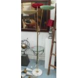 FLOOR LAMP, Italian gilt metal with coloured glass shapes, approx 199cm H.