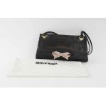 MOSCHINO SHOULDER/EVENING BAG, black nappa leather with top shoulder strap with heart motifs,