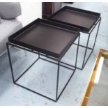 TRAY TABLES, a pair, by Hay in black painted finish, 40cm W x 43cm H.