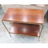 OCCASIONAL TABLE, gilt metal, faux bamboo with twin wooden surfaces, 59cm W.