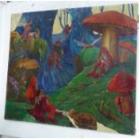 POMMOND METEREAU 'Gnomes and fairies', oil on canvas, signed dated 1921, 130cm x 160cm.