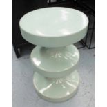 INDIA MAHDAVI STOOL, Bishop celadon design, in celadon glass, 53.5cm diam.