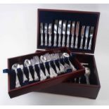 CANTEEN OF CUTLERY, twelve place setting, Kings pattern silver plate by Walker & Hall, Sheffield,