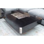 WILLY RIZZO ALVEO LOW TABLE, in black with inset chromed metal bar,