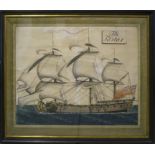 19TH CENTURY ENGLISH SCHOOL 'HMS TARTAR' watercolour, pen and pencil on paper, 85.