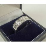 HALF ETERNITY RING, 14k white gold set a double row of princess cut diamonds, approx 2cts.