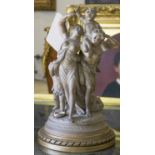 19TH CONTINENTAL 'DAPHNIS & CHLOE' AND OTHER CLASSICAL FIGURES, in terracotta, on giltwood socle,