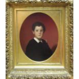 19TH CENTURY EUROPEAN SCHOOL 'Portrait of a Young Boy', oil on canvas, 60cm x 50cm, in oval,