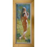 DENIS CHERNOV 'Hot Summer', oil on canvas, 74cm x 27cm, framed.