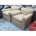 J. ROBERT SCOTT SWIVEL ARMCHAIRS, a pair, with gold upholstery, 95cm W x 82cm H.