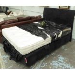 VI-SPRING BED 'HERALD SUPERB', with Prestige divan, black suedette frame, with a Circe headboard,