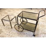 COCKTAIL TROLLEY, 1980's French, faux bamboo metal and brass design,