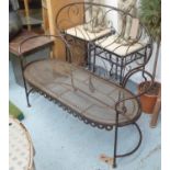 GARDEN BENCH, two seater, in ornate metal finish, 127cm L.
